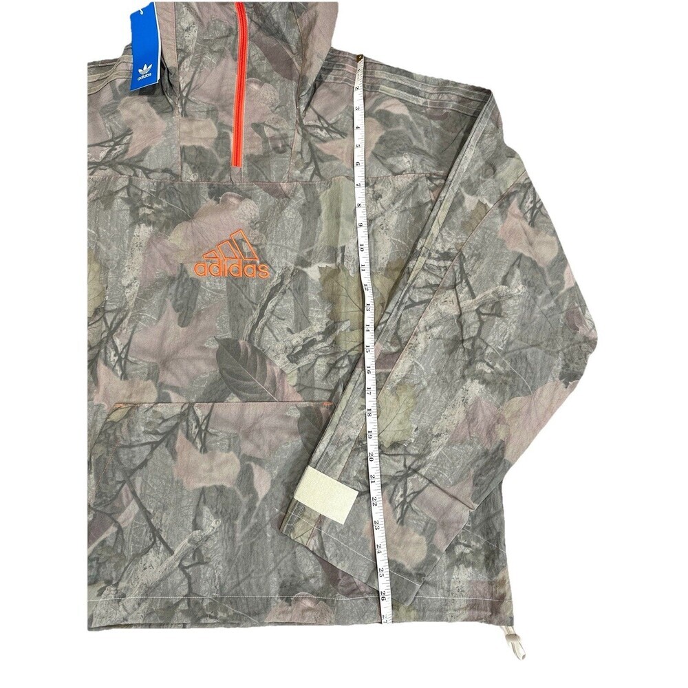 Adidas Camo Jacket Q1 Mens M  Gray Hooded Anorak 1/4 Zip Lined Outdoor JD5418 - Picture 9 of 13